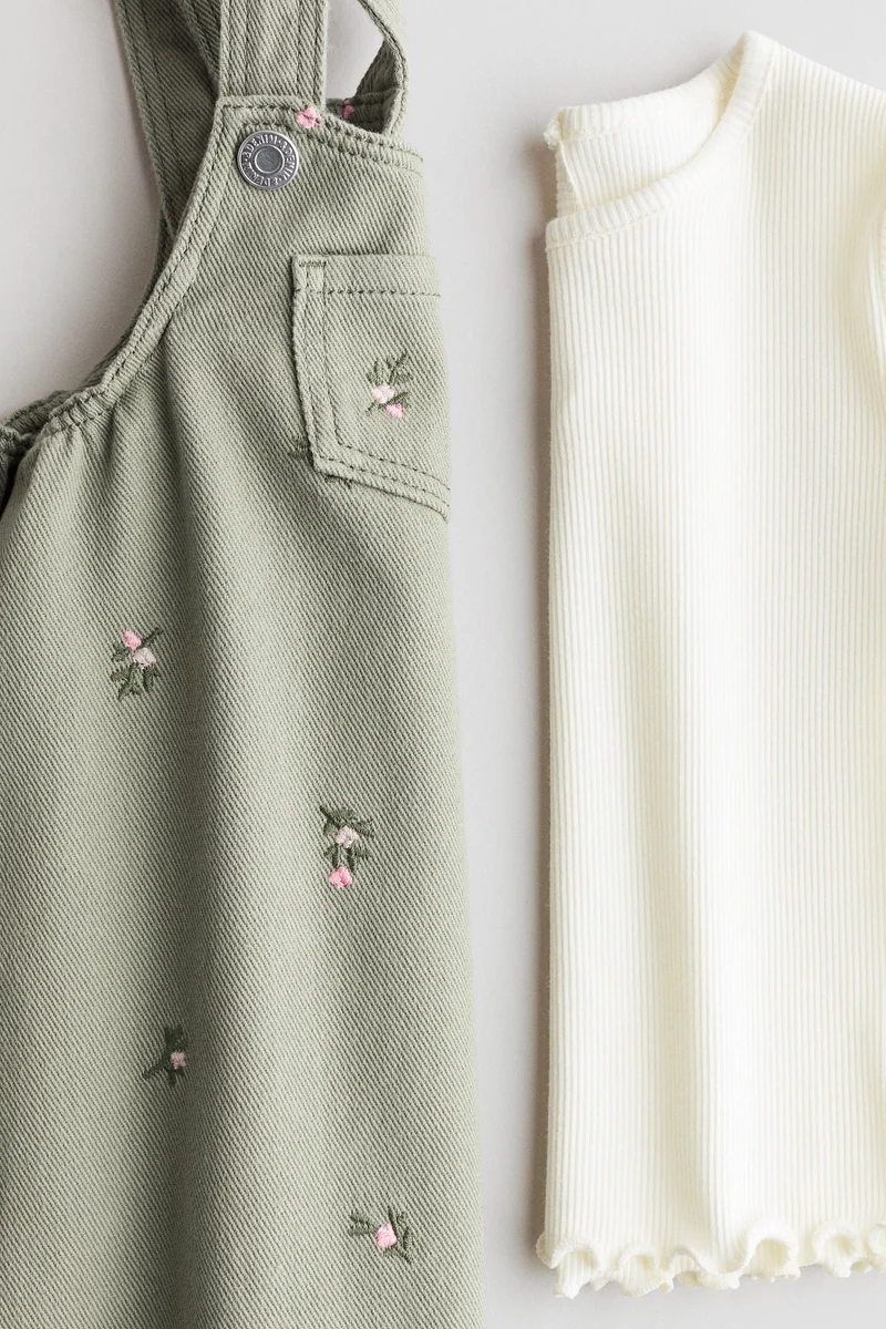 H&M 2-piece dungaree dress and top set